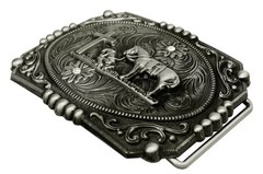 Religion Cross Cowboy Kneeling Prayer And Horse Design Belt Buckle