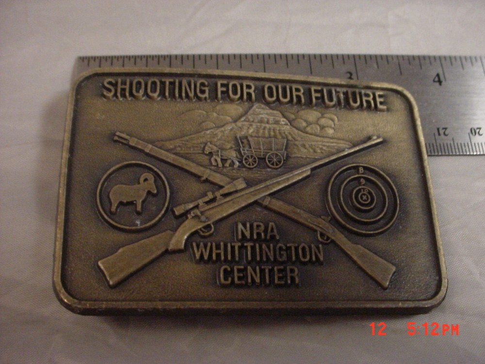 VINTAGE NRA Whittington Center Shooting for our Future Belt Buckle CROSSED GUNS