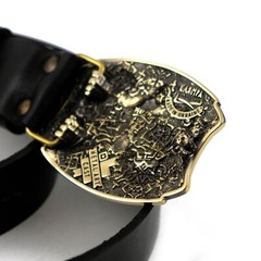 Semargl solid brass belt buckle, handmade Mythical winged lion Simargl buckle
