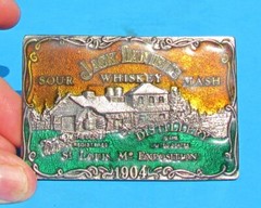 Vtg 1970s NOS Jack Daniels Distillery 1904 Inlay Steel Belt Buckle