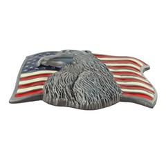 Men&rsquo;s American Flag Eagle Belt Buckle USA Proud Silver Tone Fits 1.5&Prime; Belt