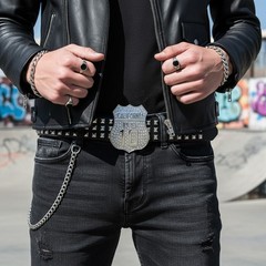 Men Silver Bling Metal Belt Buckle California State US 10 Freeway Big Statement