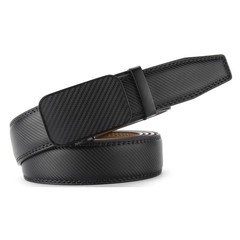 Marino Men’s Genuine Adjustable from 28&Prime; to 44&Prime; Waist, Diagonal Weave – Black