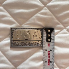 Vintage USA Silver Tone Rectangular Belt Buckle Western Patriotic 90s Country