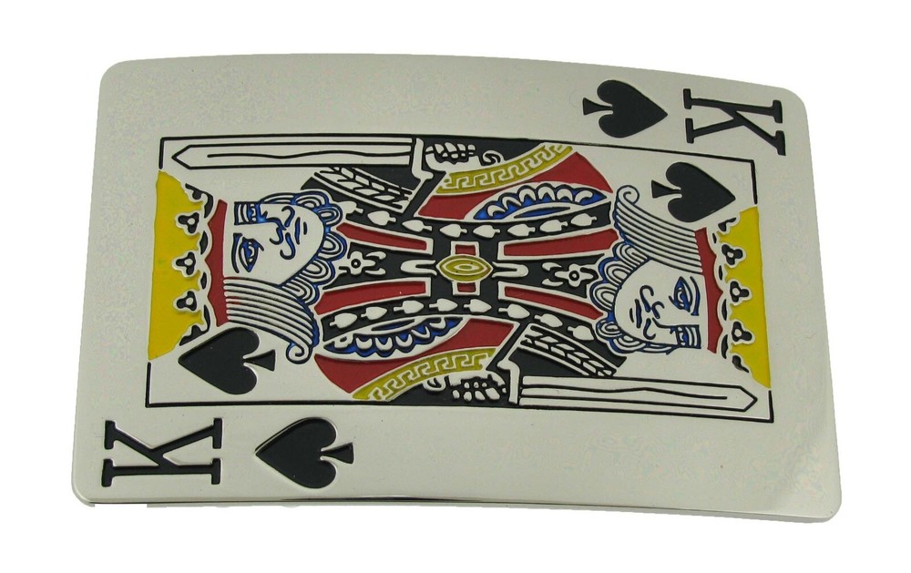 Initial Letter K King of Spade Lucky Las Vegas Casino Silver Metal Belt Buckle