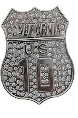 Men Women Silver Metal Belt Buckle California State US 10 Freeway Biker Rocker