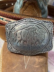 BUFFALO CONCHO WESTERN SILVER BELT ADJUSTABLE BUCKLE FATHER&rsquo;S DAY Birthday Gift