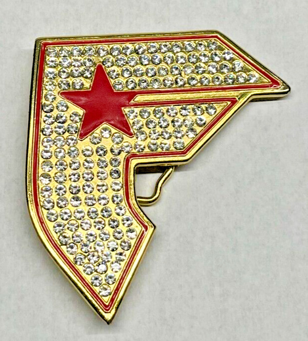 Famous Belt Buckle Rhinestones Red And Gold vintage star