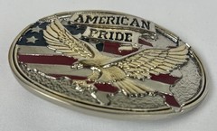 American Pride – Patriotic USA United States Flag and Eagle Western Belt Buckle