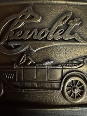 R.J. Roberts & Co. Chevrolet Logo Gold Tone Western Belt Buckle 1.5in Rect