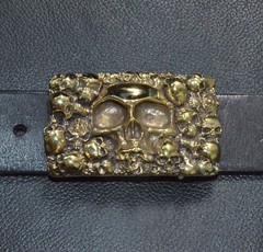 Handmade, Solid Brass Casting Human Skull Square Belt Buckle Punk Personal Gift