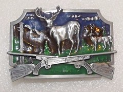 Belt Buckle Men Deer Hunting Wildlife Rifle Buck Metal – 3.25&Prime; x 2.25&Prime;