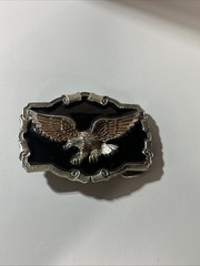 Vintage 1983 Enameled Harley Davidson Eagle Belt Buckle American Buckle Co