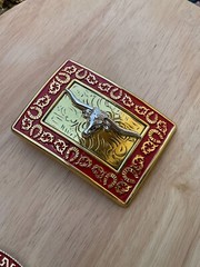 Western Buckle Gold Silver Red Longhorn Bull Cowboy Fit 2 » Hebillas Vaqueras