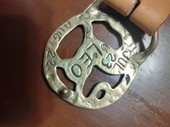 Solid Brass Lion Leo Vintage Belt Buckle And Hand Made Leather Belt 34.5in Long