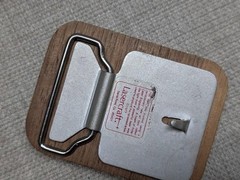vintage 1970s belt buckle WOODEN engraved SAILBOAT western LASERCRAFT tall ship