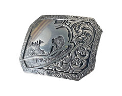 Nocona Mens Belt Buckle 3.75 x 2 in Cowboy Roper Western Rodeo Silver 1.5
