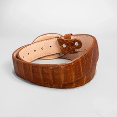 Men’s Cognac Caiman Original Exotic Leather Cowboy Belt 1.5&Prime; Oval Buckle