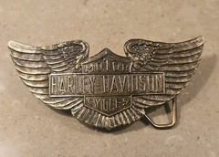 Vintage Harley Davidson Brass Belt Buckle From Lewis Buckles of Chicago Winged