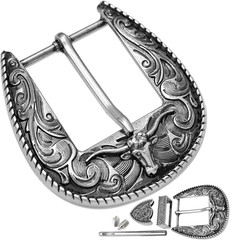 3Pcs Western Replacement Belt Buckle 1.5&Prime;(38mm) LongHorn Bull Single Prong Buckl