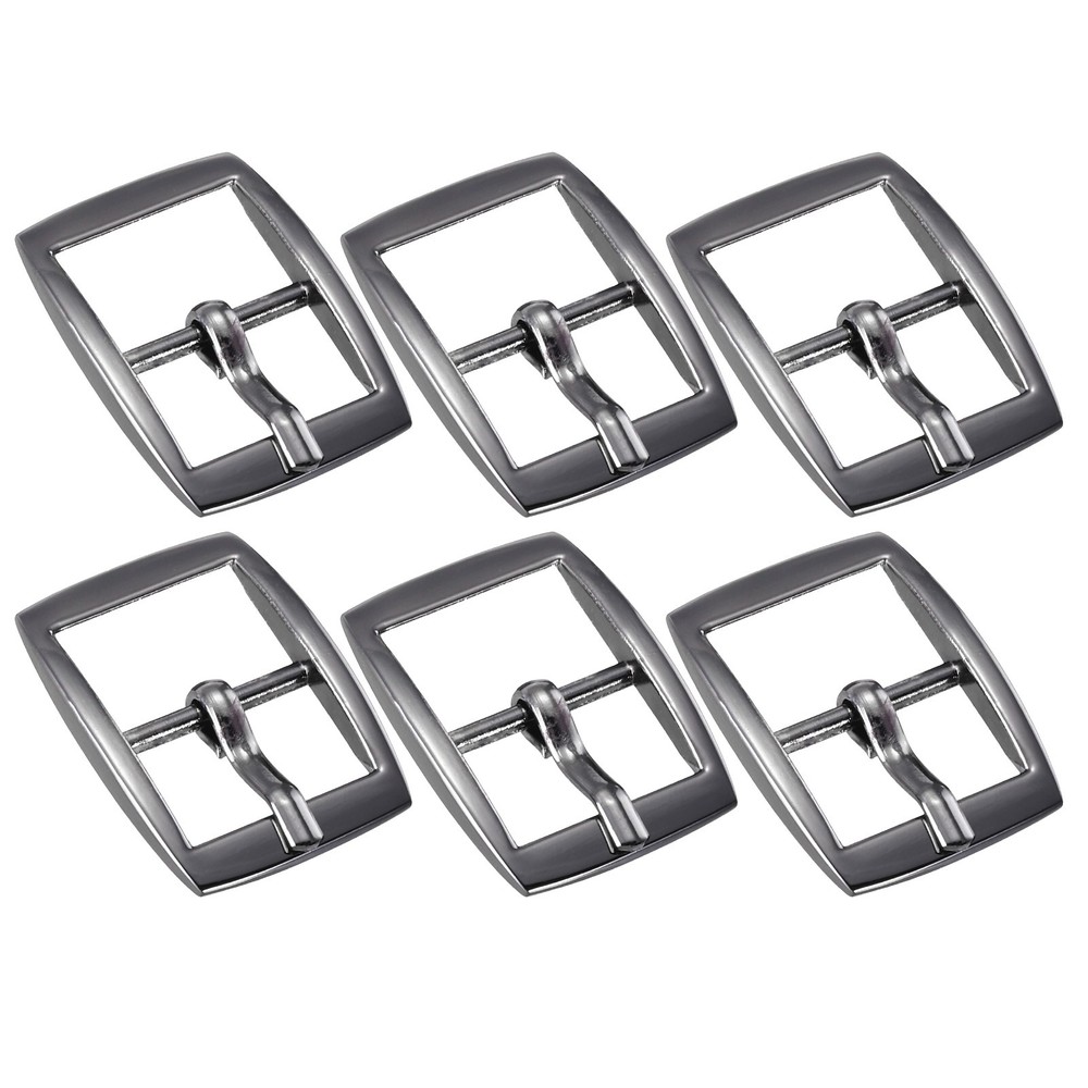 6Pcs 0.63&Prime; Single Prong Belt Buckle Rectangle Center Bar Buckles for Belt,Black
