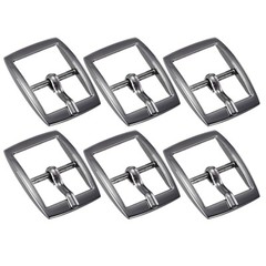6Pcs 0.63&Prime; Single Prong Belt Buckle Rectangle Center Bar Buckles for Belt,Black