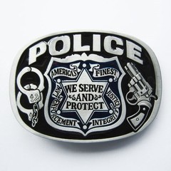 NEW POLICE LAW ENFORCEMENT COP JUSTICE AMERICA PROTECT GUN BELT BUCKLE