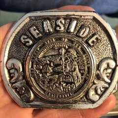 Seaside California (state collector series) belt buckle 1987 Silver Plate