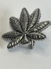 Marijuana Pot Leaf Belt Buckle Silver tone