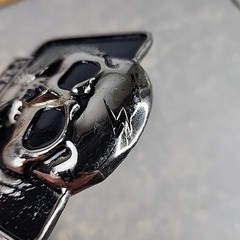 President Silver/Black Skull And Eagle Belt Buckle Motorcycle Goth Punk NOS