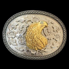 Western Flower Pattern Eagle Head Metal Belt Buckle
