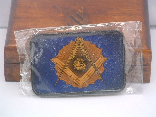 Men&rsquo;s Blue & Brown Framed Mason Belt Buckle