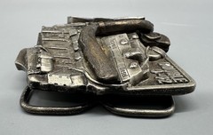 VINTAGE BELT BUCKLE SHAPED LIKE A ENGINE MARKATRON DETRIOT DIESEL DOUBLE 0-92