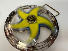 Spinning Arrow Yellow Star Circle Neptune Symbol Round Spinner Large Belt Buckle