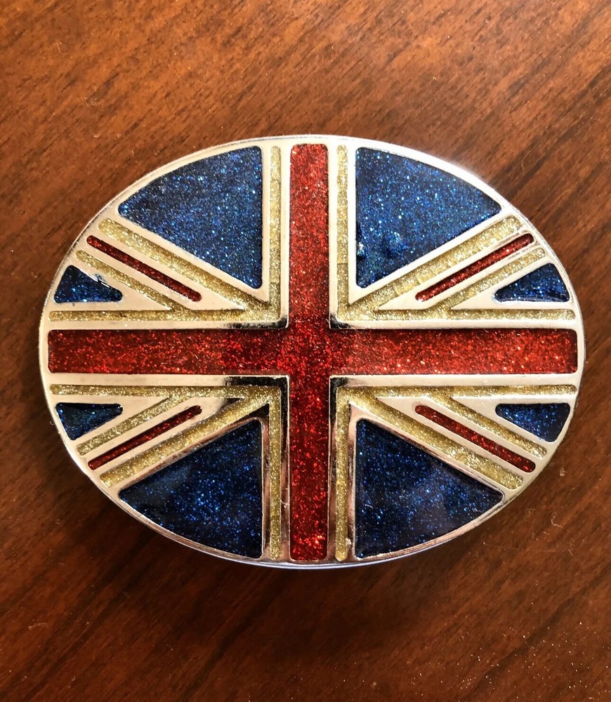 United Kingdom Glitter Flag UK British Union Jack Britain Men’s Belt Buckle