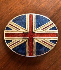 United Kingdom Glitter Flag UK British Union Jack Britain Men’s Belt Buckle