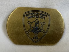 Men&rsquo;s McPherson County Sheriff Dept Kansas Gold Metal Belt Buckle 1.5&Prime; MPN 242