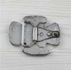 Medieval Style Metal Cross Belt Buckle with Spiral Motif V. Antique Silver