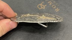 BHJ Co Sterling 10k Multi Color Black Hills Belt Buckle Hand Engraved Pheasants