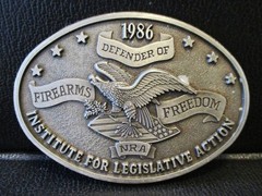 NRA National Rifle Association 1986 Belt Buckle Eagle Firearms Trademark Logo