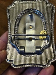 Vintage Western Cowboy Rodeo Horse Rope Border Silver Plated / Brass Belt Buckle