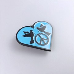 Heart With Peace Sign Blue Enamel Belt Buckle Boucle de ceinture