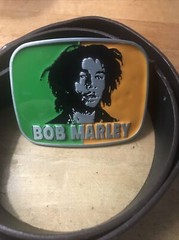 Vintage Bob Marley Rasta Green & Yellow Jamaica Colors 100% Metal Belt Buckle