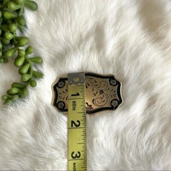 Belt Buckle Floral Gold & Black Rodeo Western Bull Rider Cowboy Cowgirl