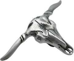 Men Casual Fashion Silver Metal Belt Buckle Long Horn Texas Cow Bull Jeans Pant