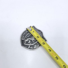 Heraldic Lion Coat Of Arms Belt Buckle Silver Tone Medieval Knight Crown Crest