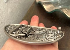 Engraved Stainless Steel Rooster Belt Buckle Floral Western Cowboy Style