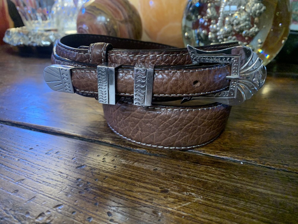 James Reid Ltd Style LG. Mex Sterling Silver Belt Buckle Set 34-36-1.3/8”🦬✅