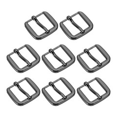 Metal Roller Buckle, 8Pcs 0.75&Prime; Square Single Prong Belt Buckle, Metallic Black