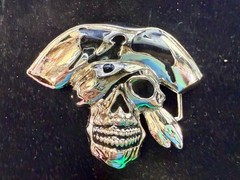 Pirate Skull Head with Hat Bandana Halloween Cosplay Raised 3D Belt Buckle